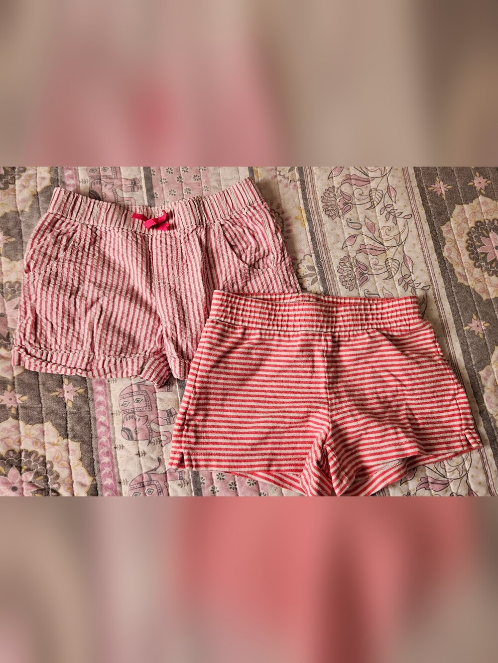 Gymboree 2 Pair Pink and White Striped Girls' Shorts Size 6